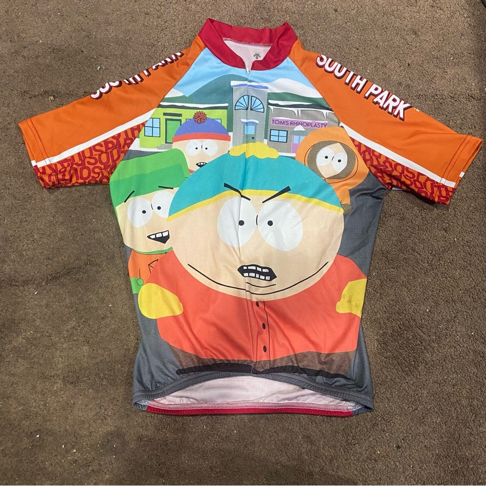 Vintage Descente South Park Cycling Jersey Size M 3/4 Zip Cartoon 2005